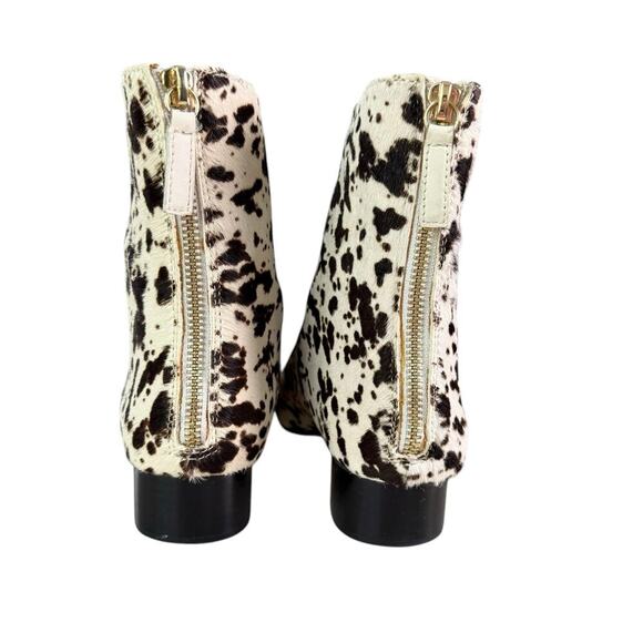 J.Crew Roxie Zip-Back Ankle Boots Calf Hair Snow Pony Animal Print Cream Black 6 - Picture 6 of 14